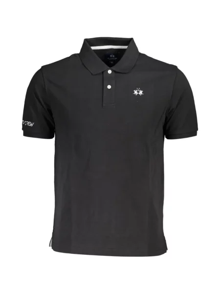 Tricou polo La Martina cu broderie negru