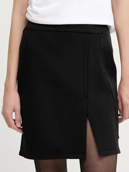 Victoria Beckham fustă din amestec de lână mini drept negru