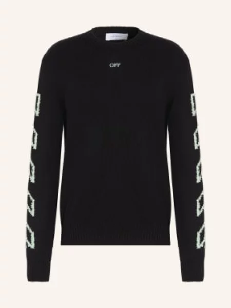 Off-White Svetr černá / mátová bílá