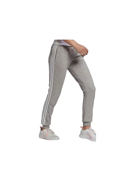 Pantaloni Adidas cu dungi din material terry gri