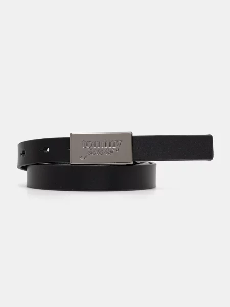Kožni remen Tommy Jeans crna