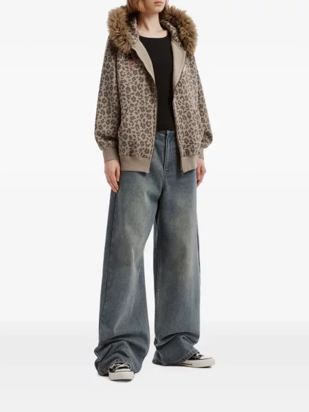 Hanorac cu glugă Fingercroxx cu imagine cu model leopard cu blană