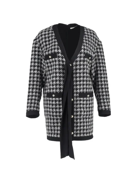 Mała sukienka mini Alessandra Rich w pepitkę garniturowa czarna