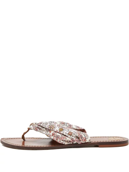 Sandale Tory Burch din piele cu model floral roz