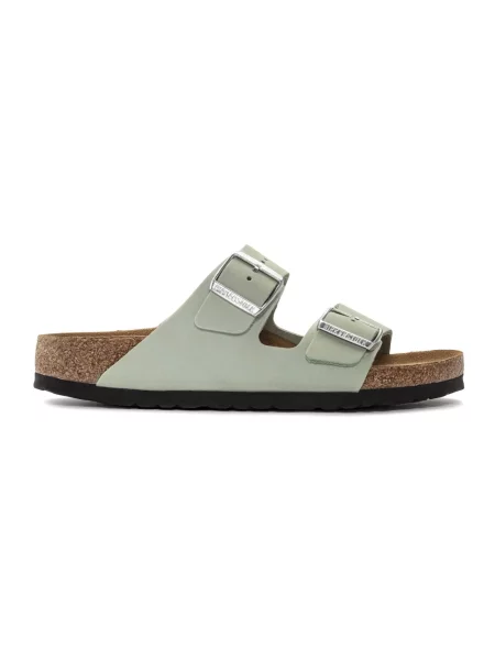 Klapki Birkenstock skórzane zielone