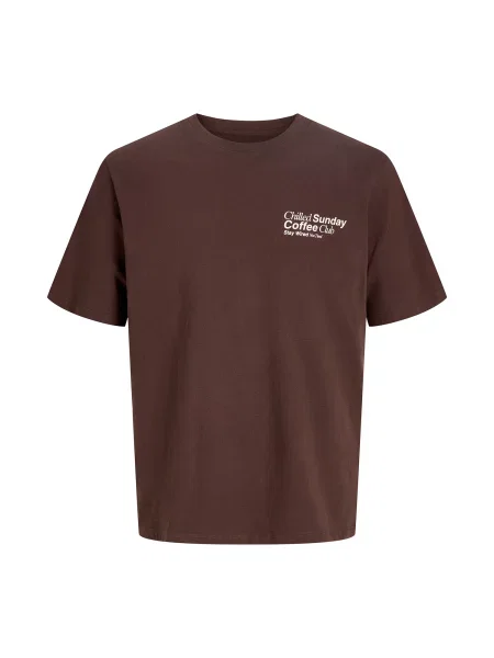 JACK & JONES Tricou JORSummer ciocolatiu / lână alb