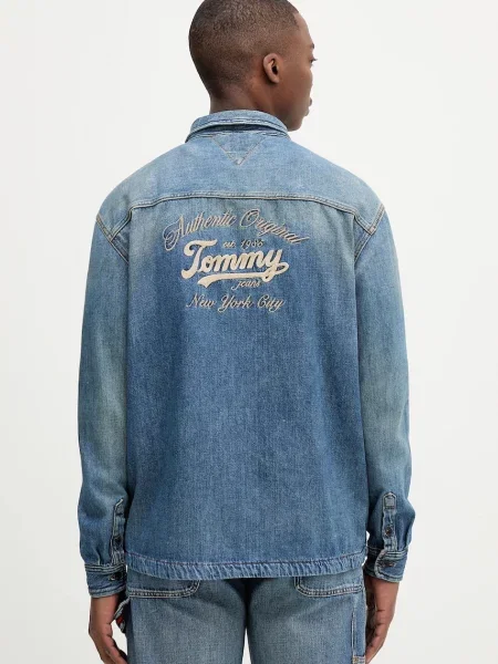 Džínová košile Tommy Jeans relaxed s klasickým límcem modrá