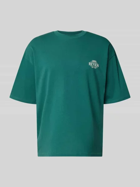 Oversized t-shirt z nadrukiem z tyłu Review zielona