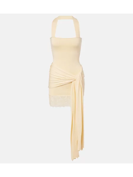 Rochie Aya Muse de mătase cu gât halter galben