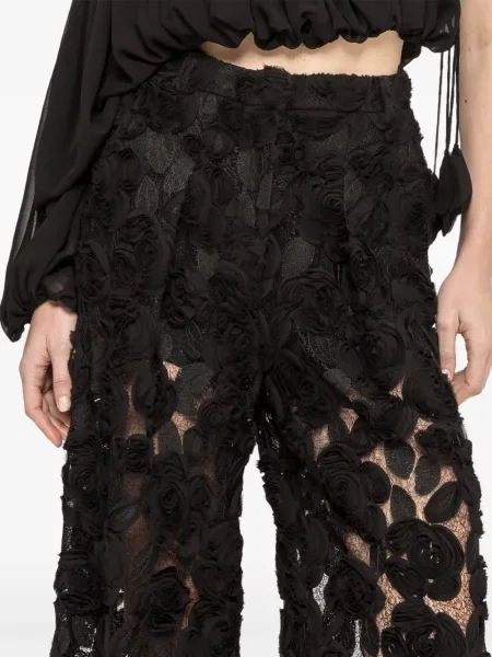 Pantaloni Nissa cu model floral negru