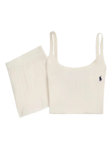 Chiloți tanga Polo Ralph Lauren cu autograf tricotate mini alb