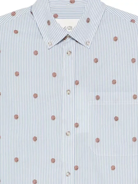 Ριγέ καλαθοσφαίρα ριγέ πουκάμισο Les Deux με κέντημα μπλε