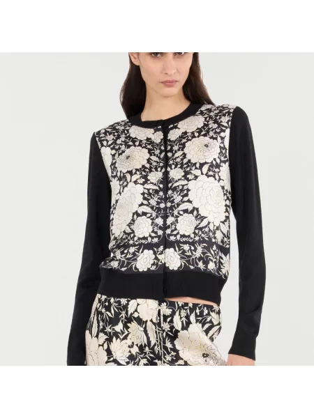 Jedwabny kardigan Roberto Cavalli czarny