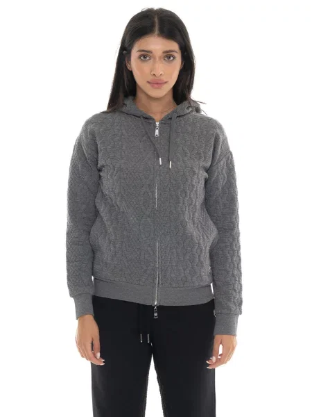 Bluza Leone Apparel Braid z kapturem i zamkiem z dzianiny na zimę szara