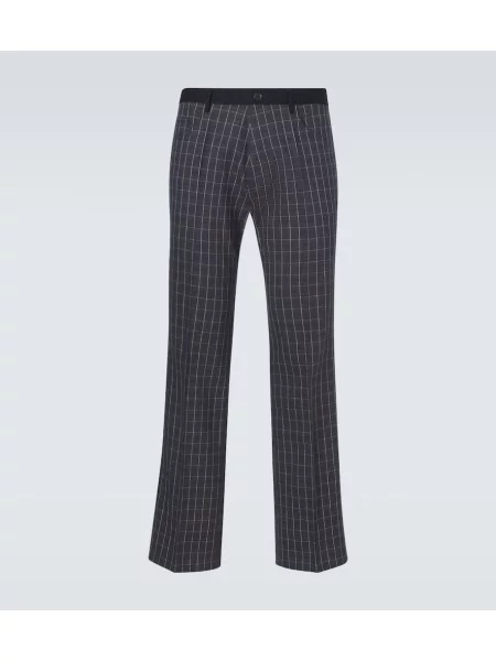 Lenvászon kockás nadrág Wales Bonner szürke