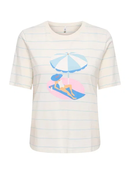 ONLY Tricou ONLBONE azur / albastru deschis / roz / murdar alb