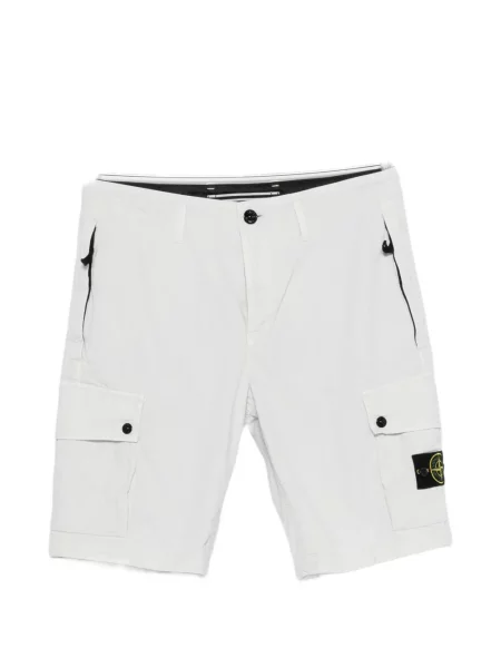 Pantaloni scurți cargo Stone Island cu strasuri alb
