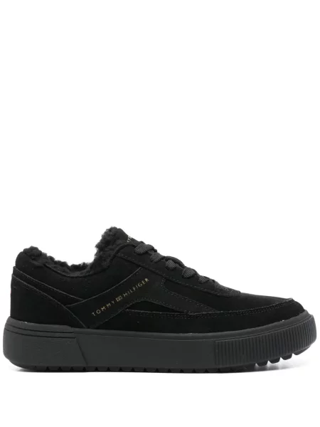 Sneakerși Tommy Hilfiger din piele de căprioară negru