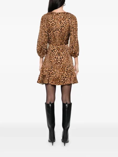 Rochie mini Twinset cu imagine cu model leopard de costum maro