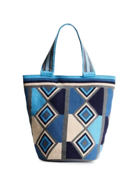 Geantă Jw Anderson cu imprimeu geometric albastru
