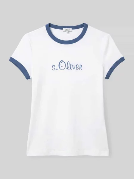 Męski t-shirt o kroju regular fit z czystej bawełny s.Oliver x Heidi Klum S.oliver Red Label niebieska