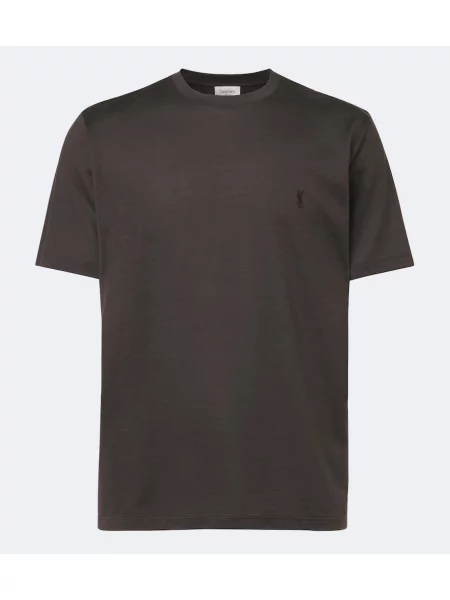 Tricou Saint Laurent de mătase gri