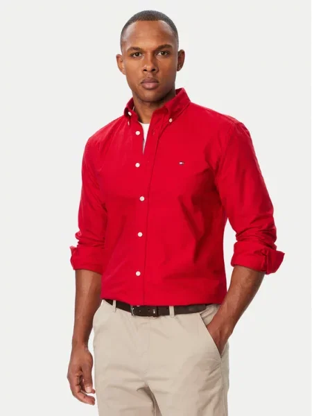 Tommy Hilfiger Πουκάμισο Solid Heritage κόκκινο
