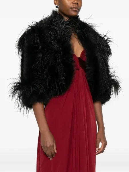 Geacă Elie Saab cu pene negru