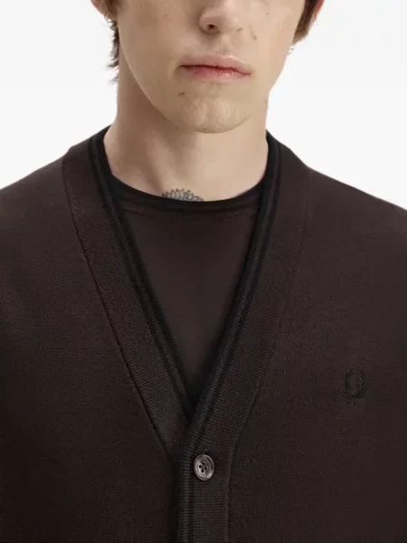 Cardigan Fred Perry cu broderie maro