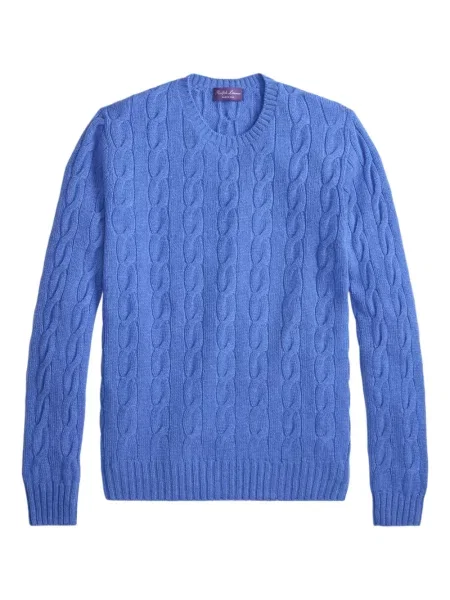 Pulover Ralph Lauren Purple Label cu decolteu rotund albastru
