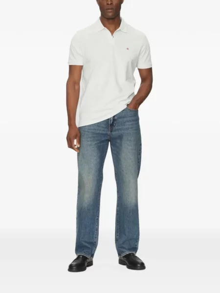 Tricou polo Calvin Klein cu broderie alb