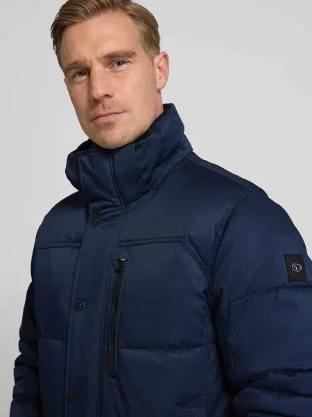Kurtka pikowana o kroju regular fit z kapturem Tom Tailor granatowa
