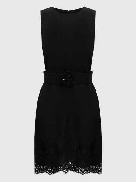 Сукня міні з льону з мереживом Twinset чорна