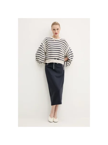 Spódnica midi Msgm wełniana niebieska
