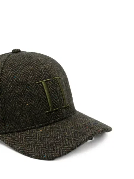 Șapcă Les Deux cu broderie cu model herringbone verde