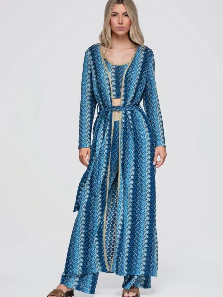Lung cardigan Ombre albastru