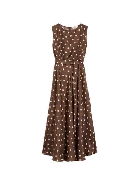 Rochie midi 's Max Mara cu buline până la genunchi de costum maro