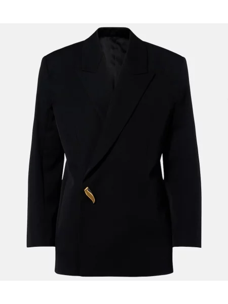 Sacou Bottega Veneta de lână cu două rânduri de nasturi negru