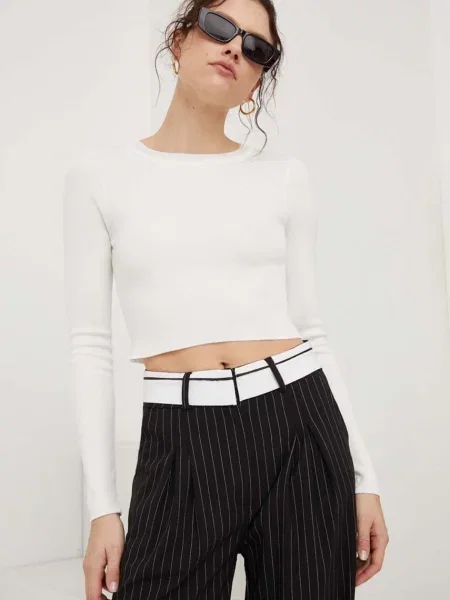 Пуловер Answear Lab дамски от лека материя бяло