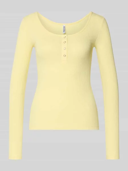 Bluzka z długim rękawem o kroju slim fit z mieszanki bawełny model ‘KITTE’ Pieces