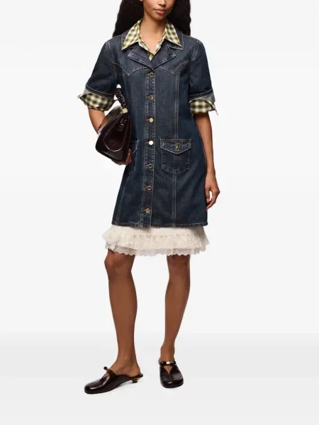 Rochie din denim Ganni albastru