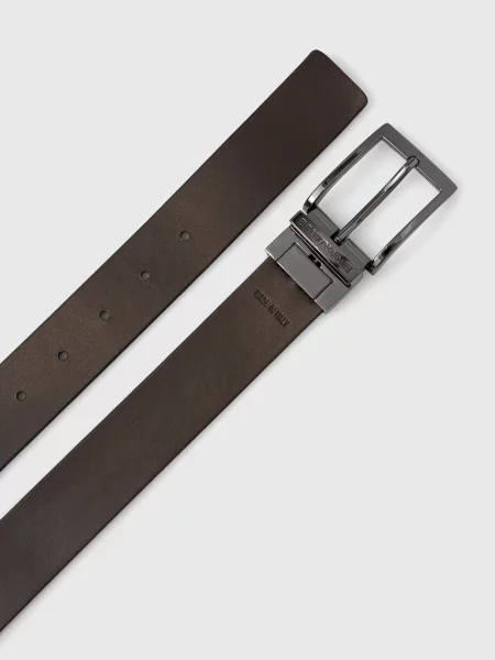 Emporio Armani dvostranski usnjeni pas črna