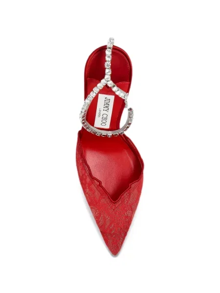 Salonke Jimmy Choo s čipkom crvena