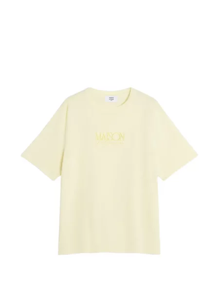 Tricou Maison Kitsune cu decolteu rotund galben