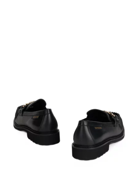 Kožne loaferice Love Moschino s autogramom crna