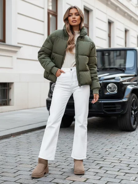 Kurtka zimowa krótka pikowana VIBEGIRL Dstreet zielona