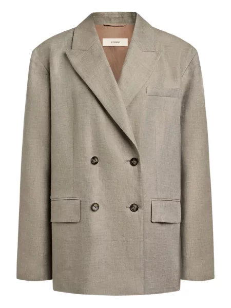 Lniana marynarka 12 Storeez dwurzędowa brązowa