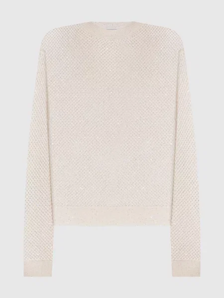 Ажурний джемпер з паєтками Peserico білий