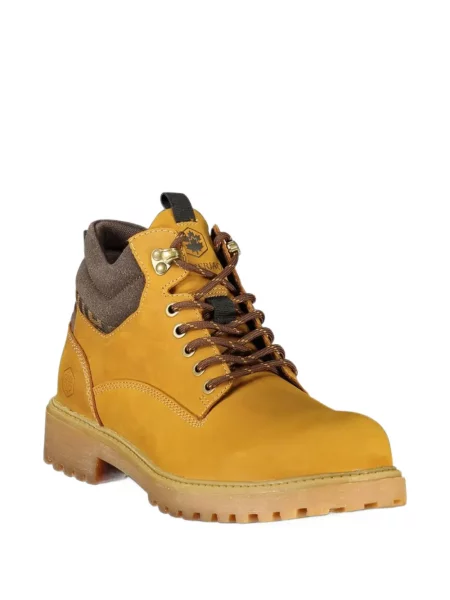Botine Lumberjack cu șireturi din piele galben