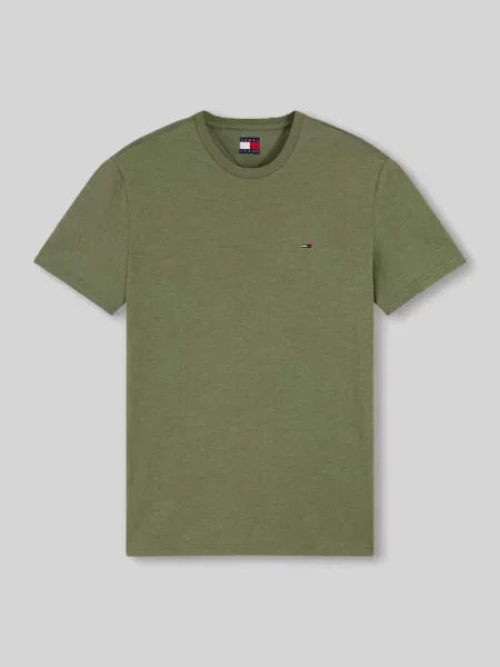 T-shirt w kroju slim fit z mieszanki bawełny Tommy Jeans zielona
